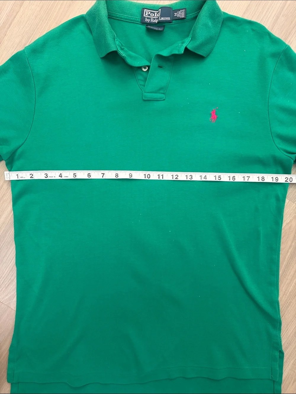 Vintage Ralph Lauren Polo Custom Fit  Green Silver Label Polo.  Sz M